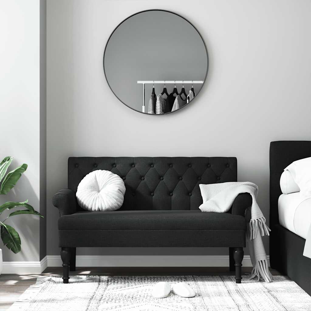 bænk med ryglæn 120x62x75,5 cm stof sort