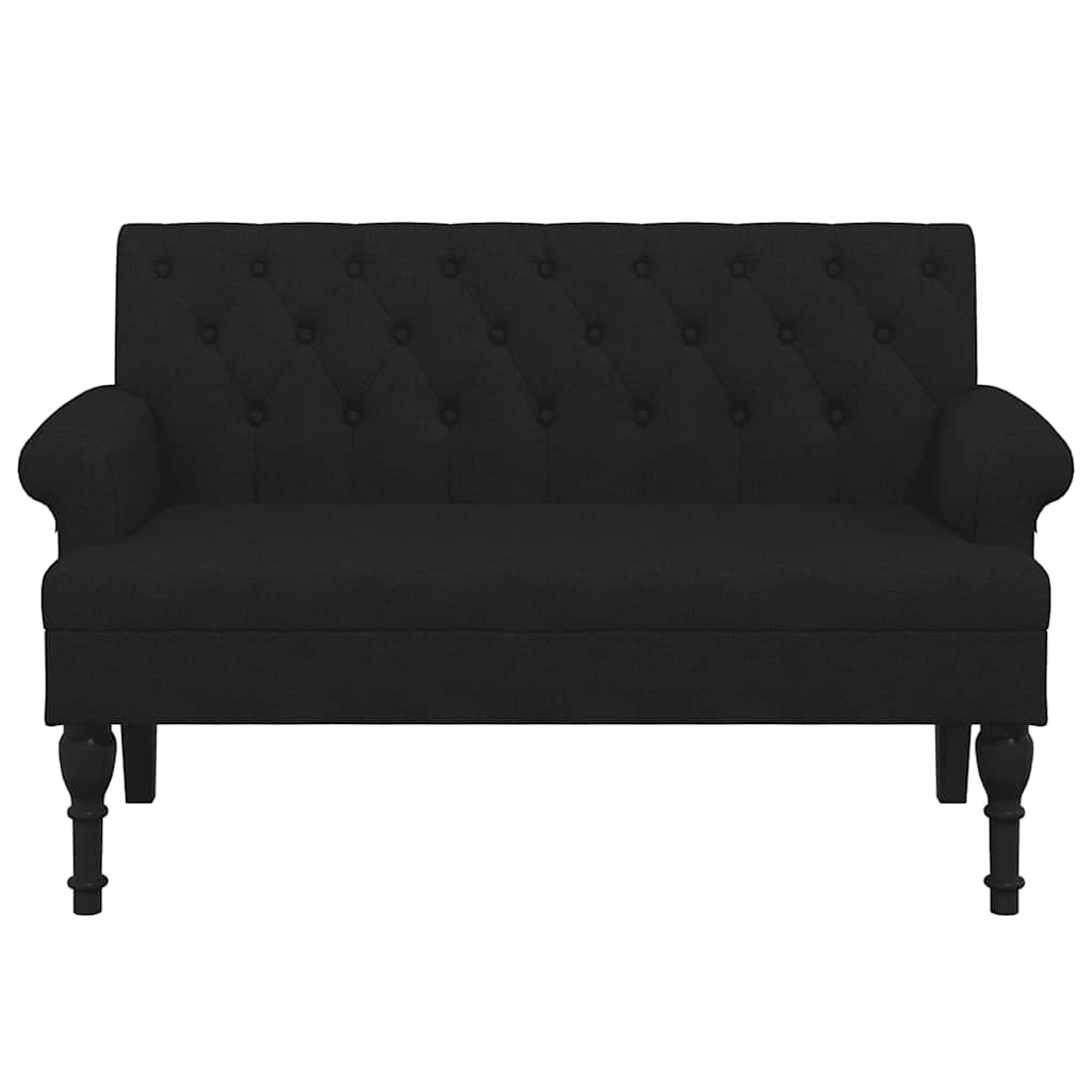 bænk med ryglæn 120x62x75,5 cm stof sort