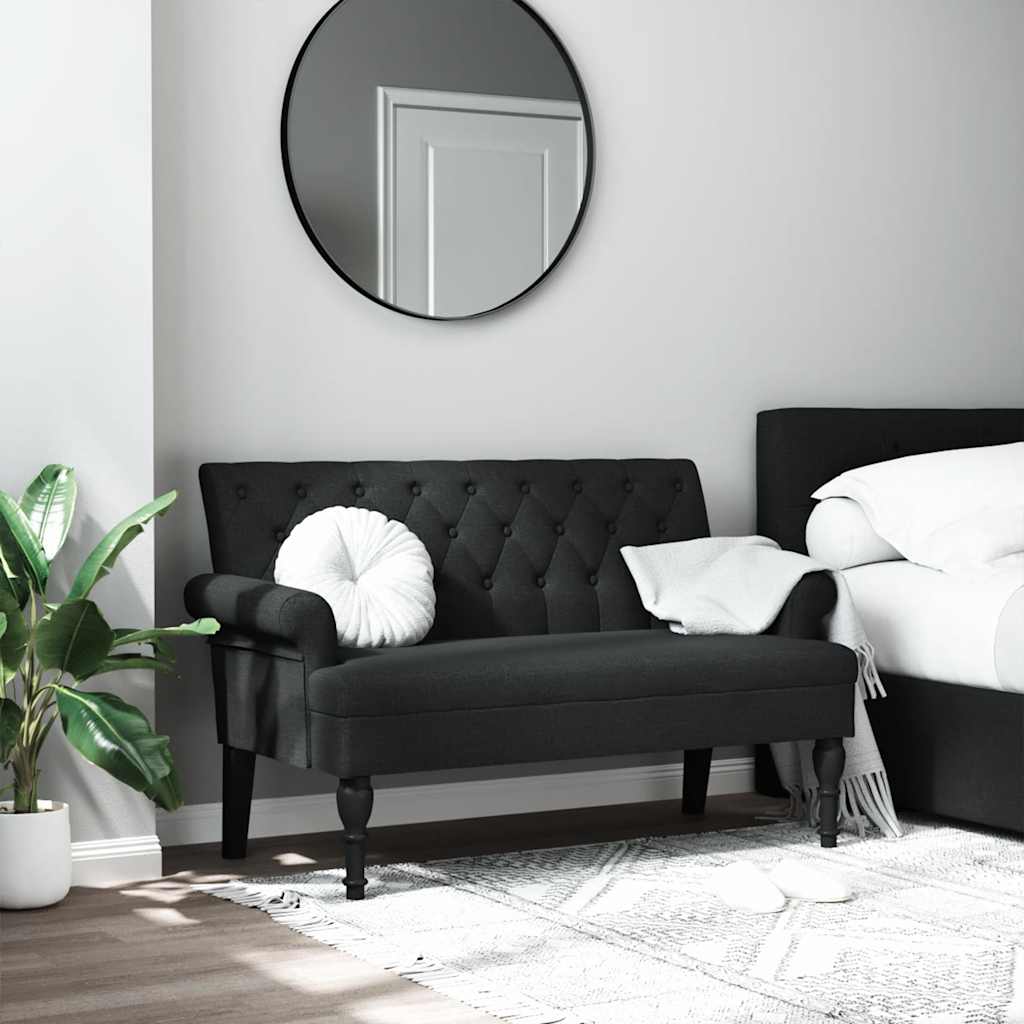 bænk med ryglæn 120x62x75,5 cm stof sort