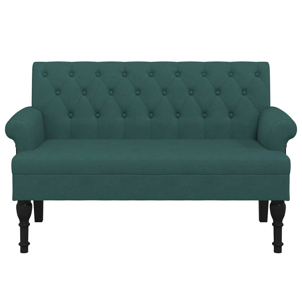 bænk med ryglæn 120x62x75,5 cm stof mørkegrøn
