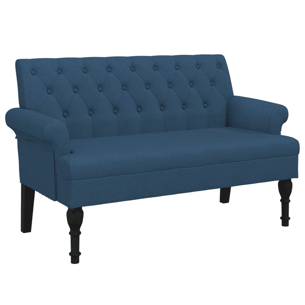 bænk med ryglæn 120x62x75,5 cm stof blå