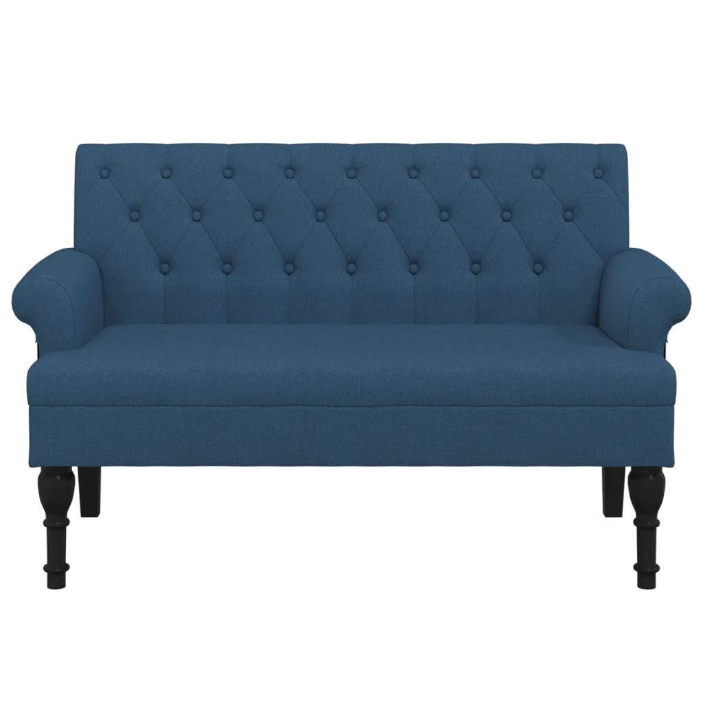 bænk med ryglæn 120x62x75,5 cm stof blå