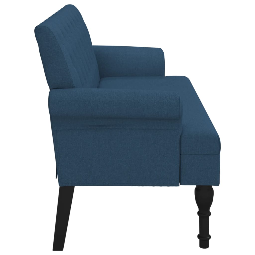 bænk med ryglæn 120x62x75,5 cm stof blå