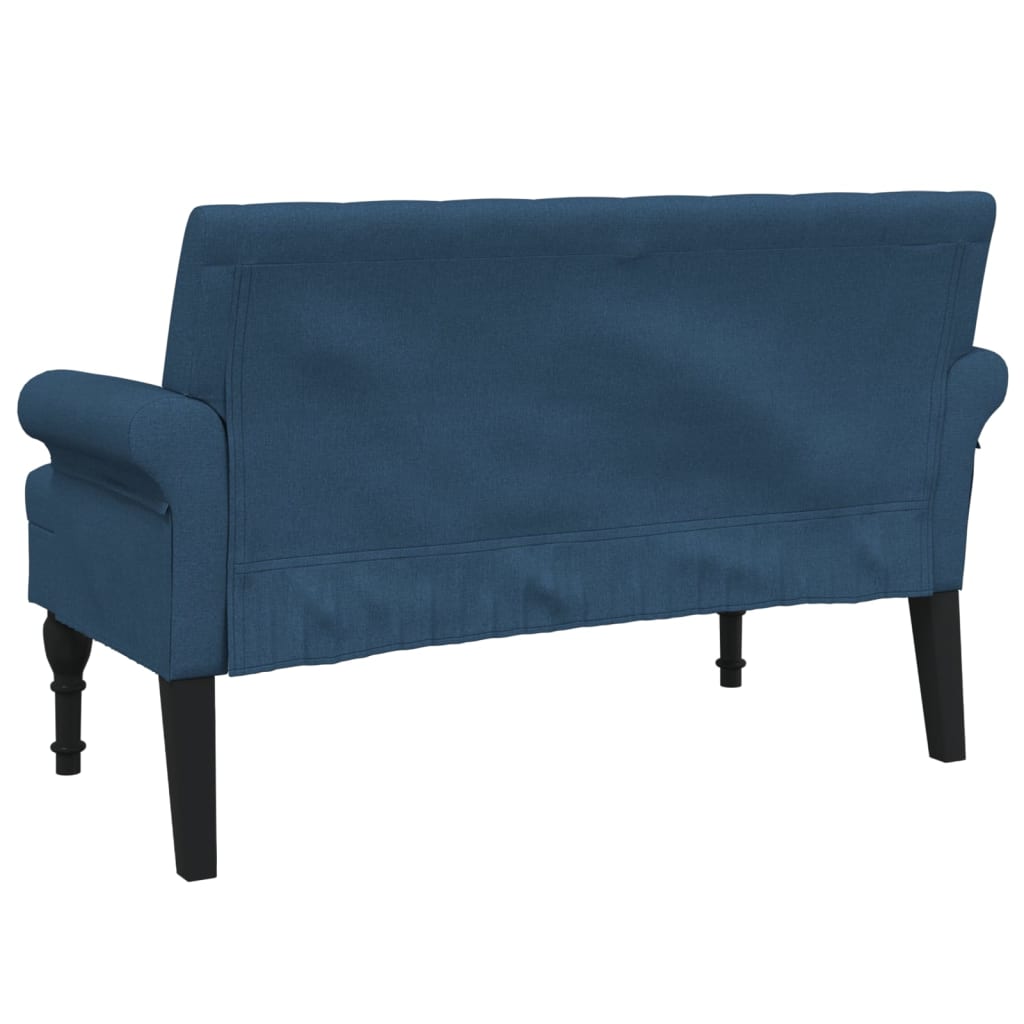 bænk med ryglæn 120x62x75,5 cm stof blå