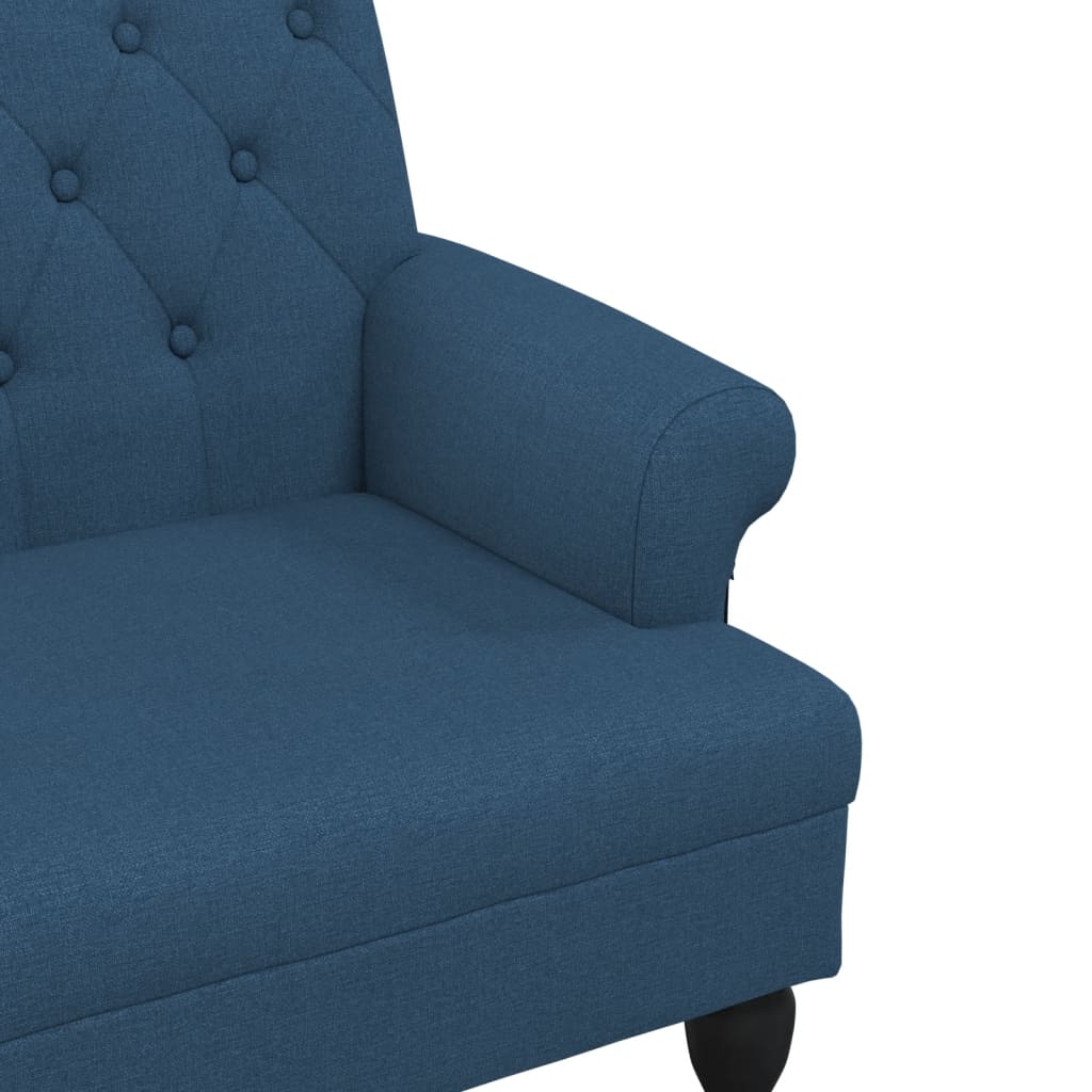 bænk med ryglæn 120x62x75,5 cm stof blå