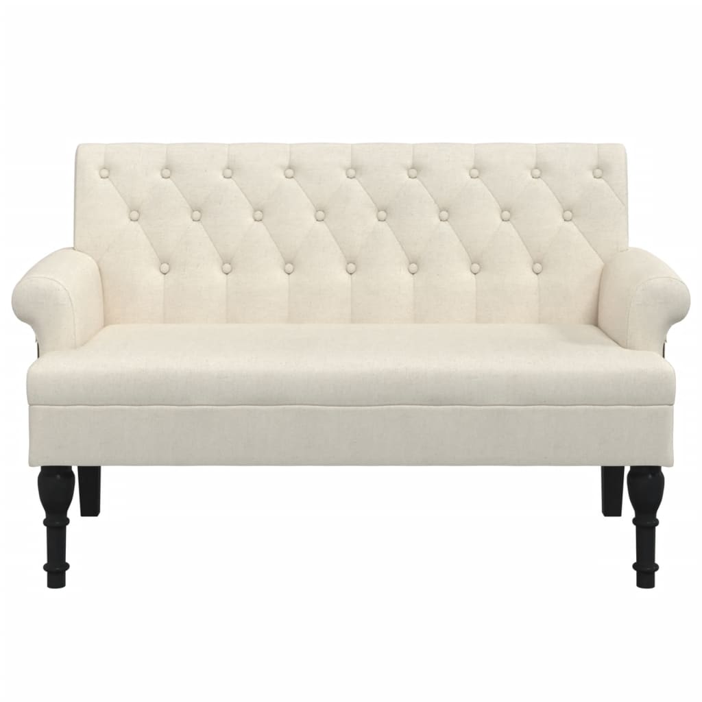 bænk med ryglæn 120x62x75,5 cm hør
