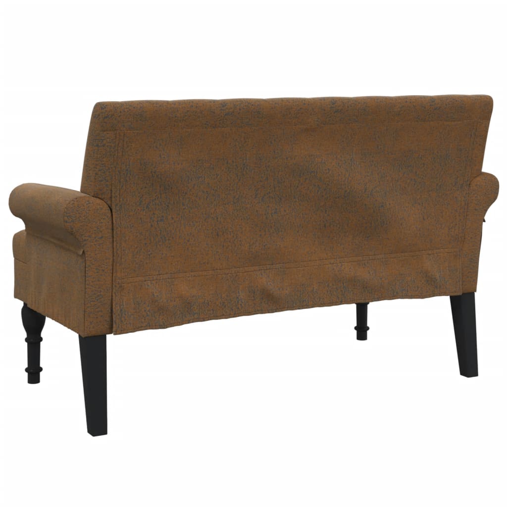 bænk med ryglæn 120x62x75,5 cm imiteret ruskind brun