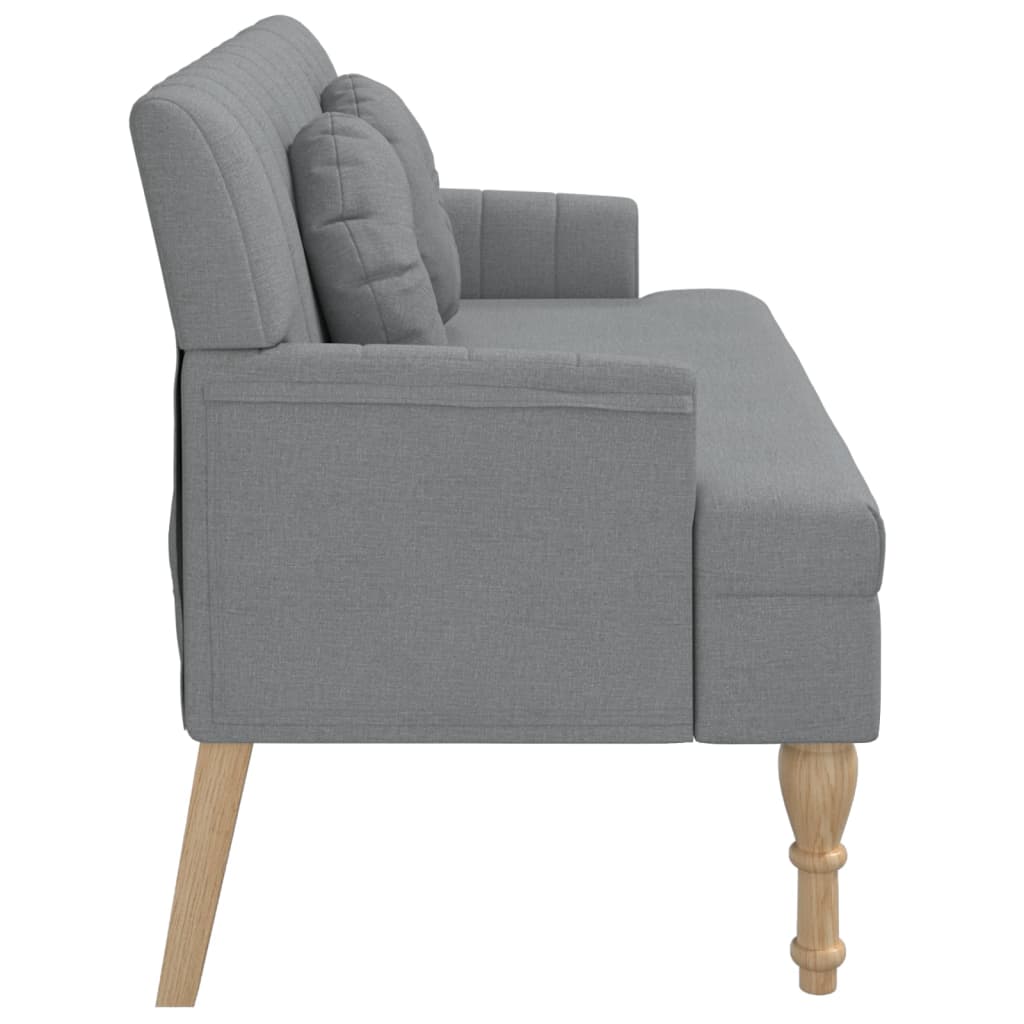 bænk med hynder 113x64,5x75,5 cm stof lysegrå