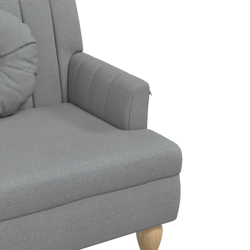 bænk med hynder 113x64,5x75,5 cm stof lysegrå
