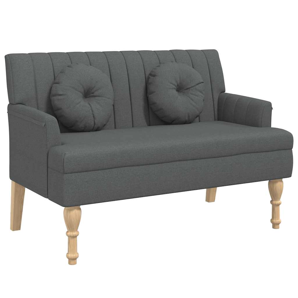 bænk med hynder 113x64,5x75,5 cm stof mørkegrå