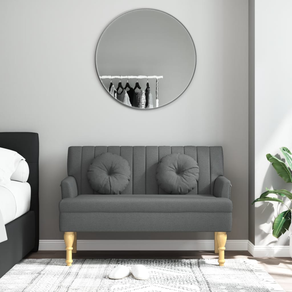 bænk med hynder 113x64,5x75,5 cm stof mørkegrå