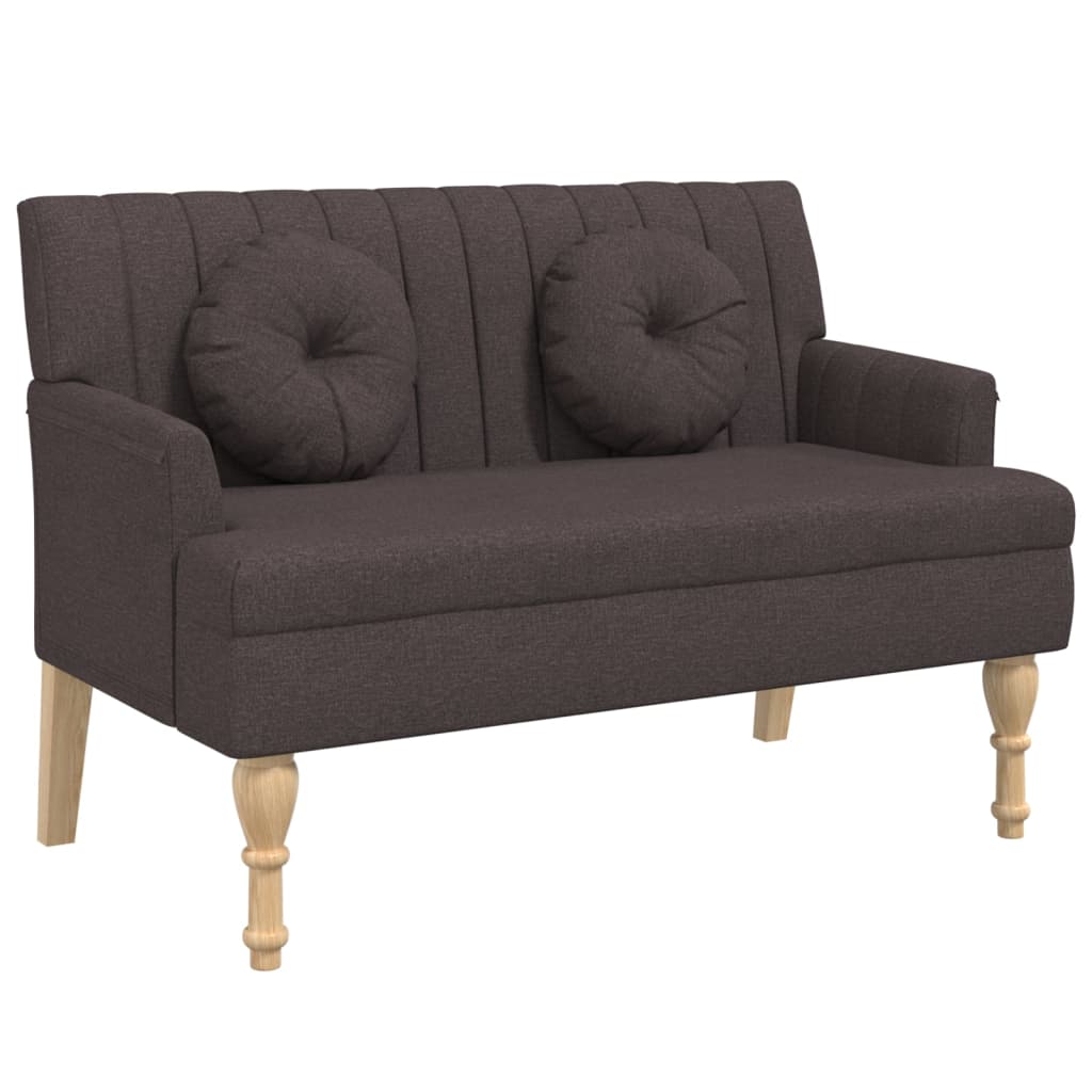 bænk med hynder 113x64,5x75,5 cm stof mørkebrun