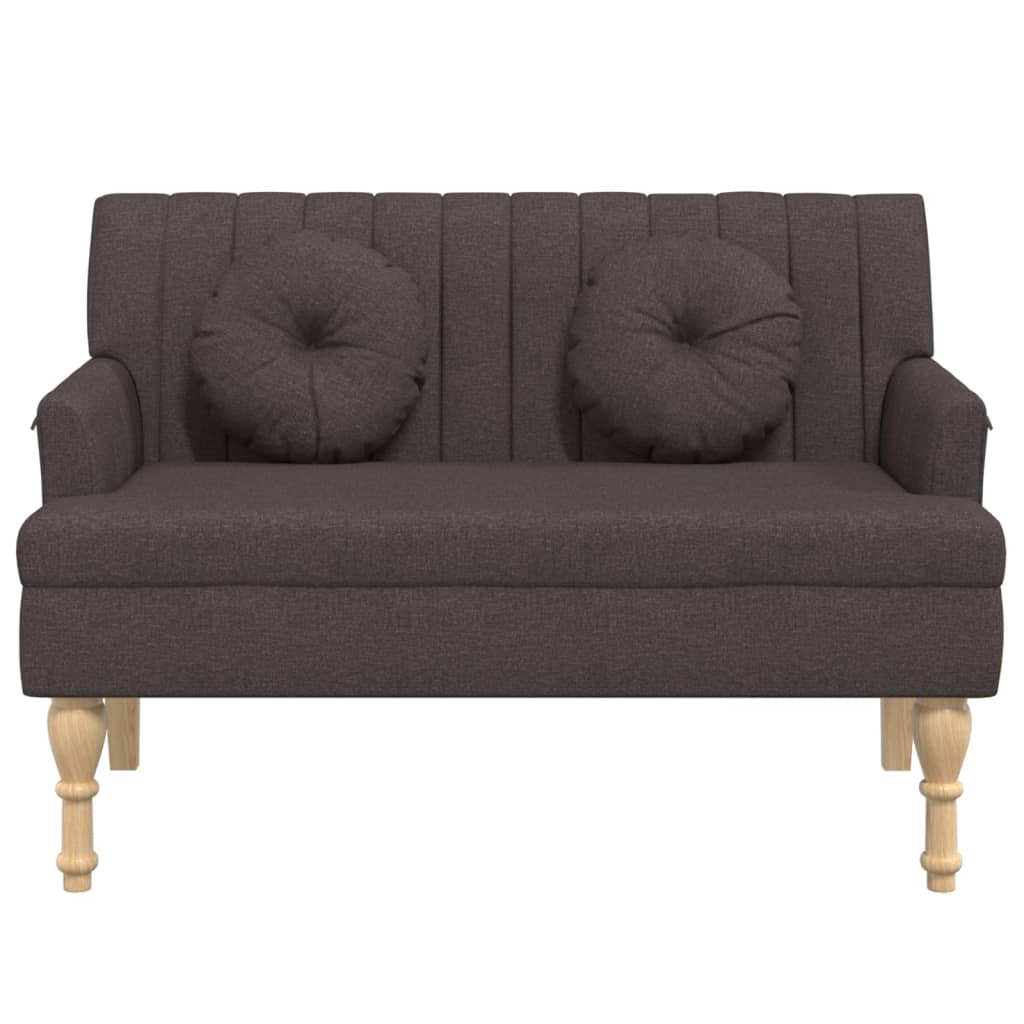 bænk med hynder 113x64,5x75,5 cm stof mørkebrun