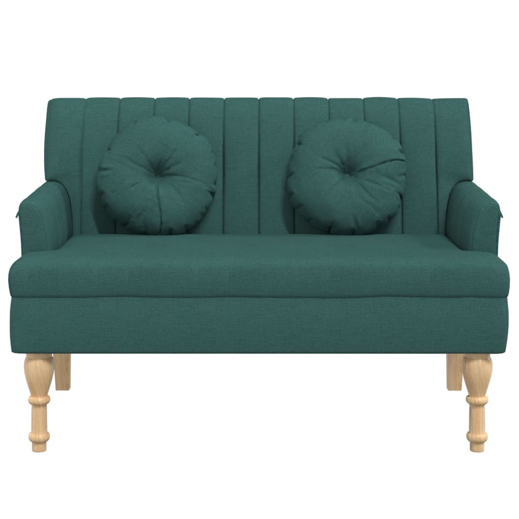 bænk med hynder 113x64,5x75,5 cm stof mørkegrøn