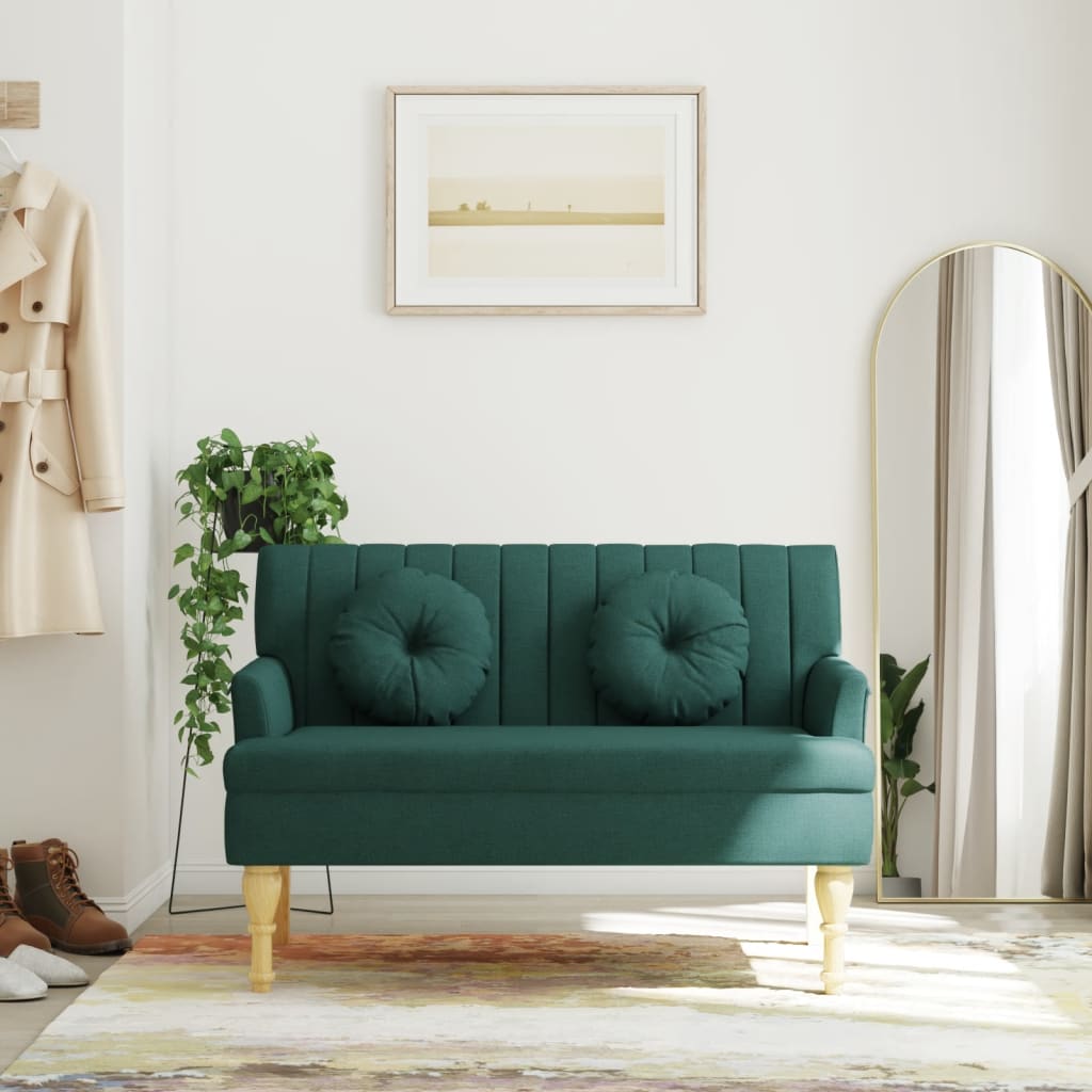 bænk med hynder 113x64,5x75,5 cm stof mørkegrøn