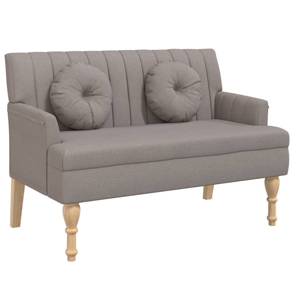 bænk med hynder 113x64,5x75,5 cm stof gråbrun