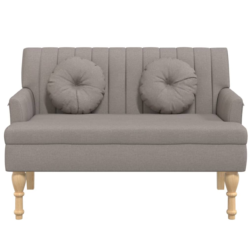 bænk med hynder 113x64,5x75,5 cm stof gråbrun