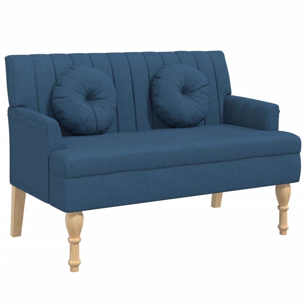 bænk med hynder 113x64,5x75,5 cm stof blå