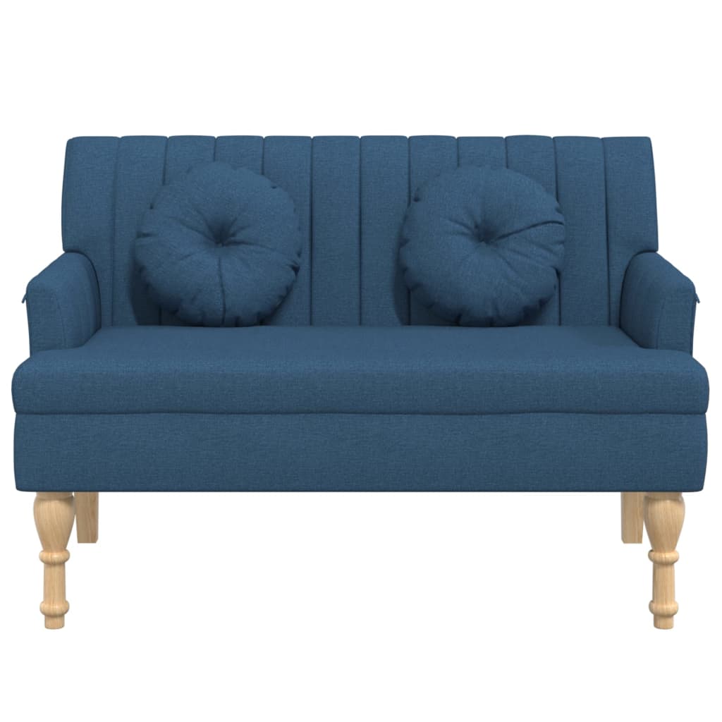 bænk med hynder 113x64,5x75,5 cm stof blå