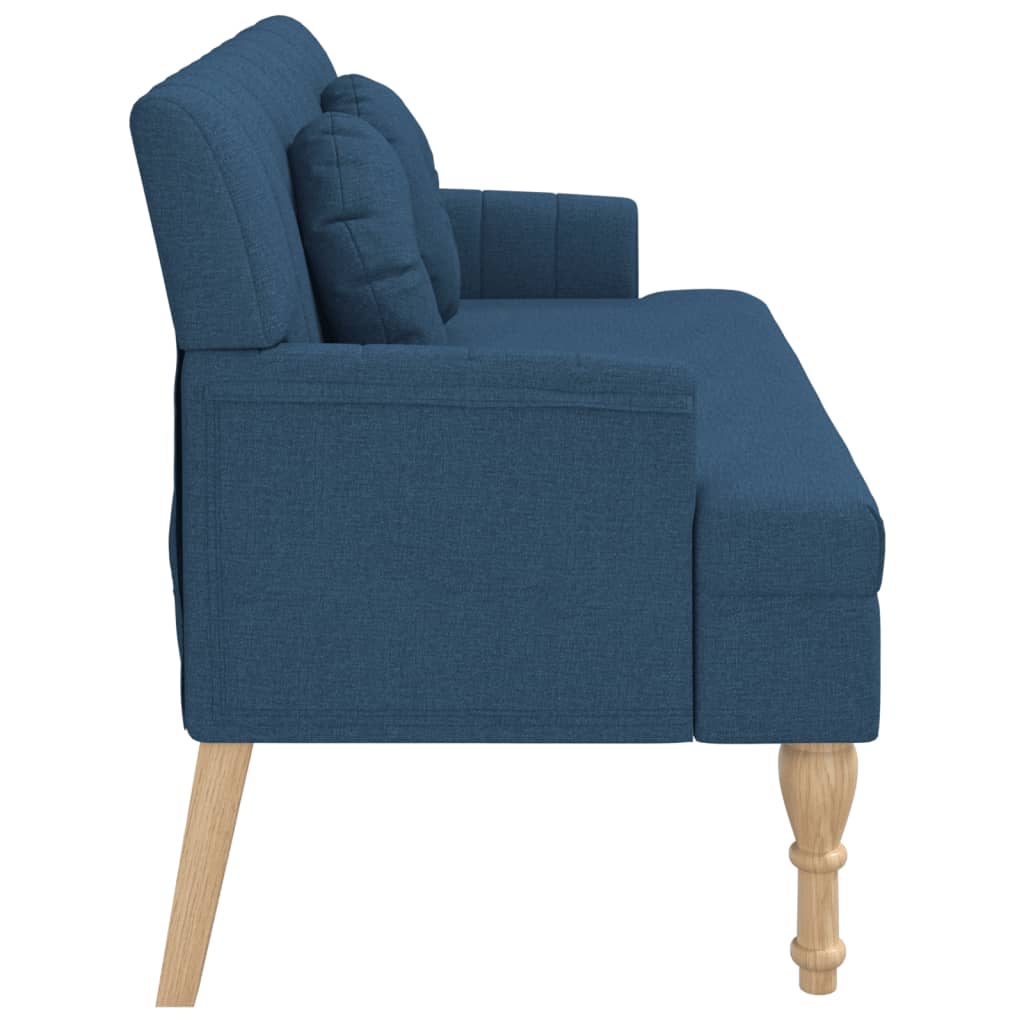 bænk med hynder 113x64,5x75,5 cm stof blå