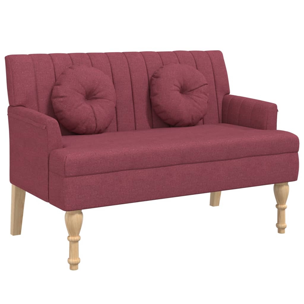 bænk med hynder 113x64,5x75,5 cm stof vinrød