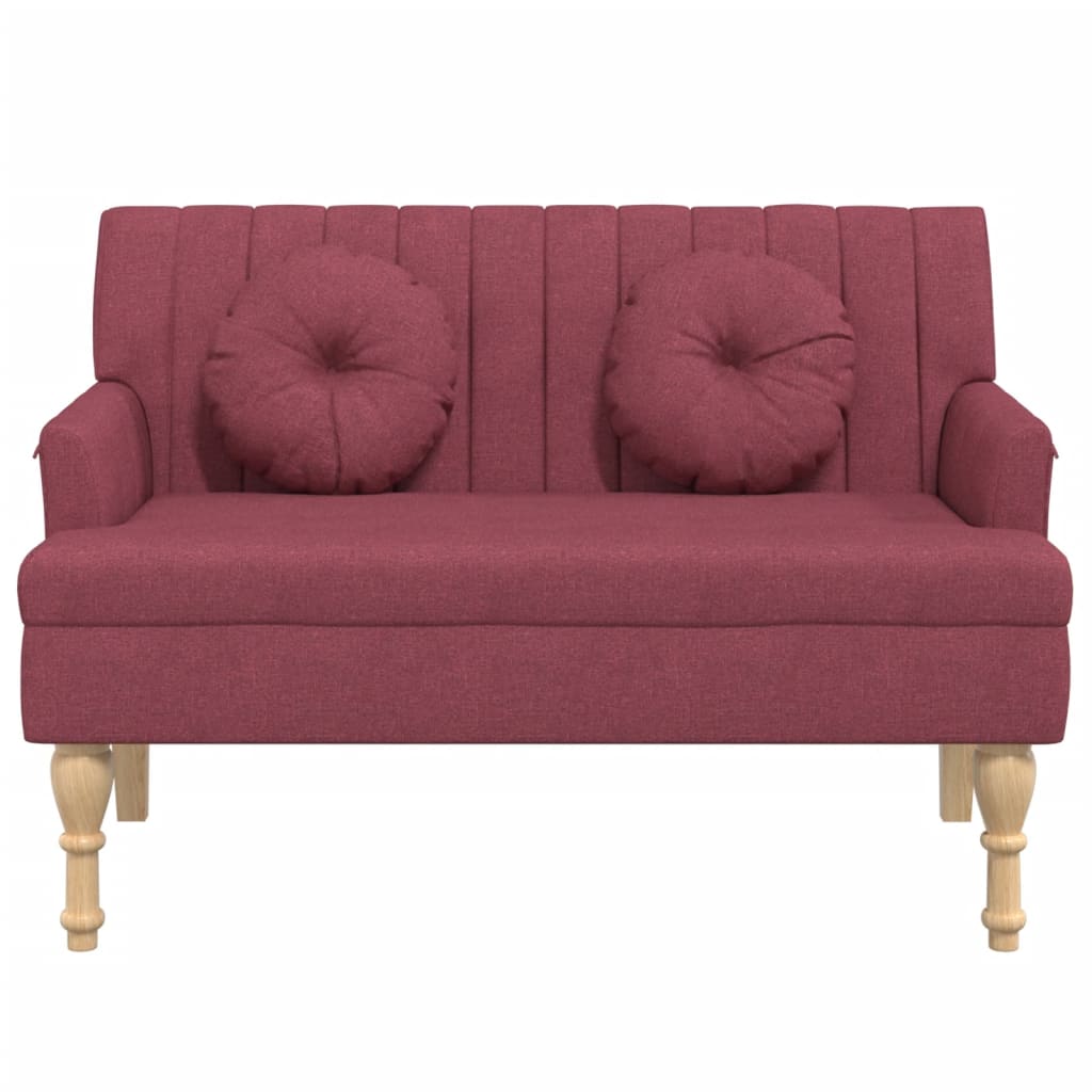 bænk med hynder 113x64,5x75,5 cm stof vinrød
