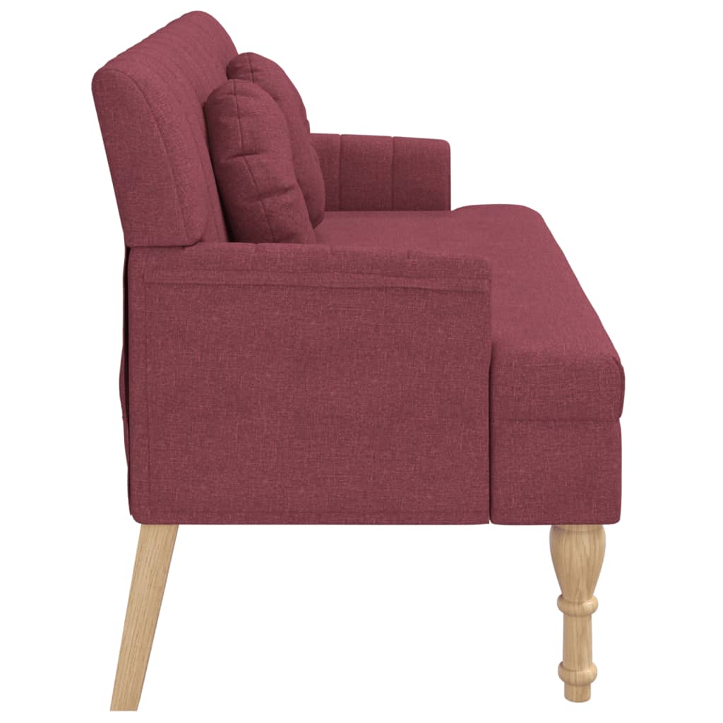 bænk med hynder 113x64,5x75,5 cm stof vinrød
