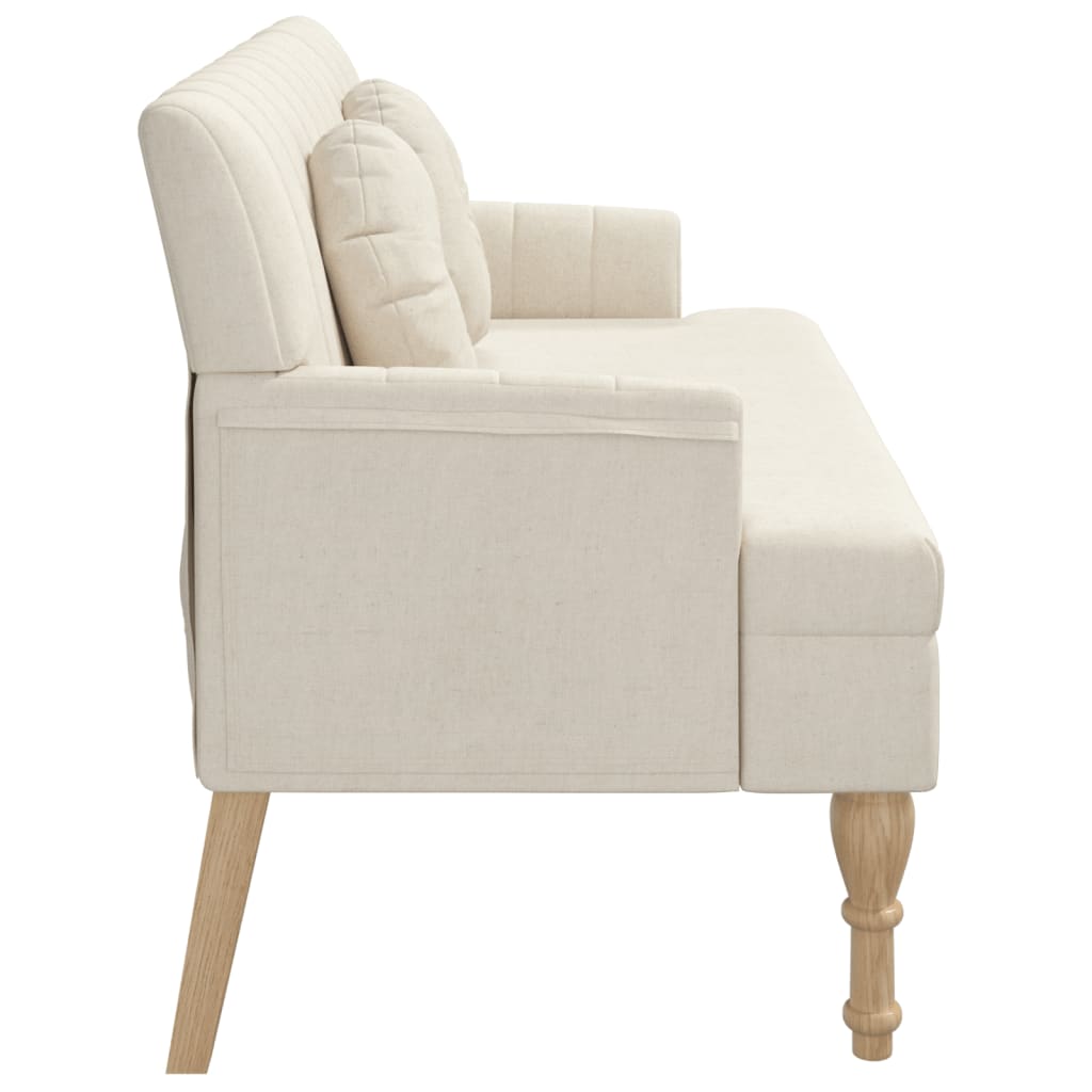 bænk med hynder 113x64,5x75,5 cm hør