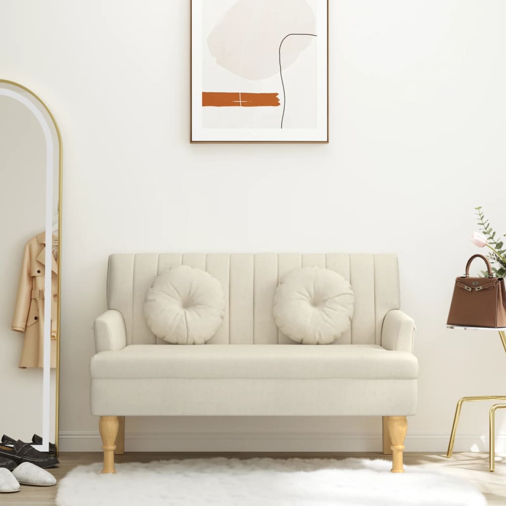 bænk med hynder 113x64,5x75,5 cm hør