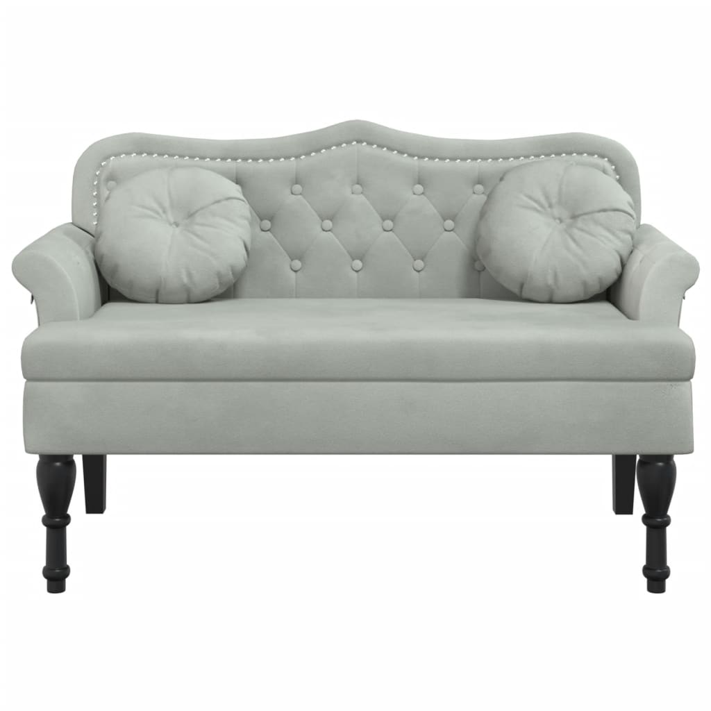 bænk med hynder 120,5x65x75 cm velour lysegrå