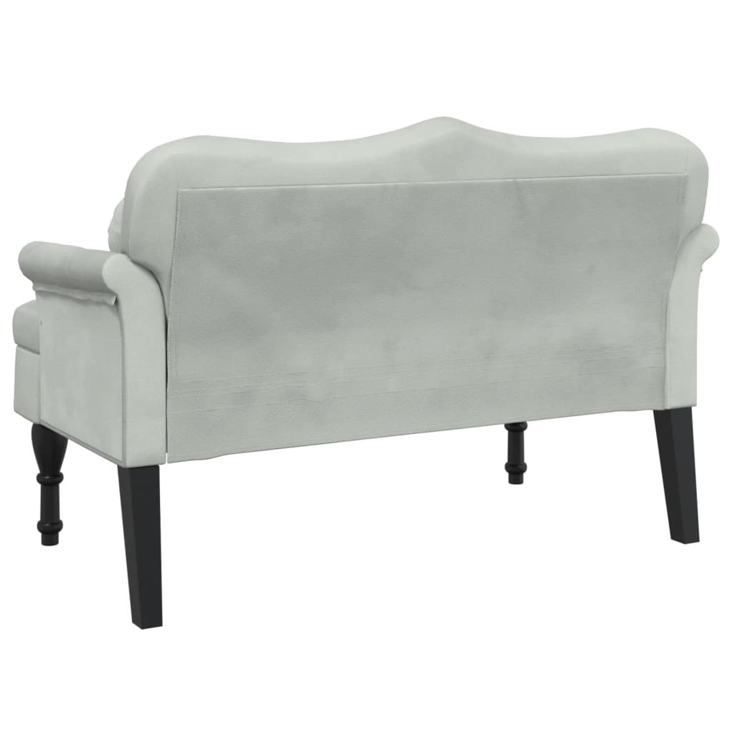 bænk med hynder 120,5x65x75 cm velour lysegrå