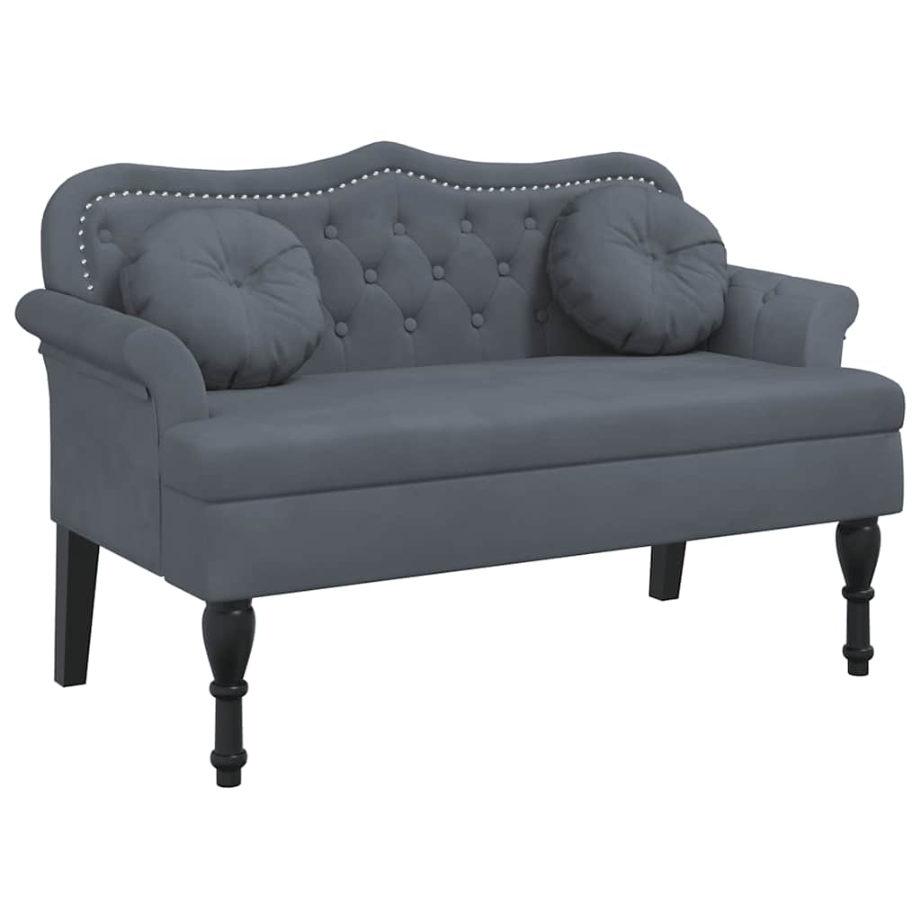 bænk med hynder 120,5x65x75 cm velour mørkegrå