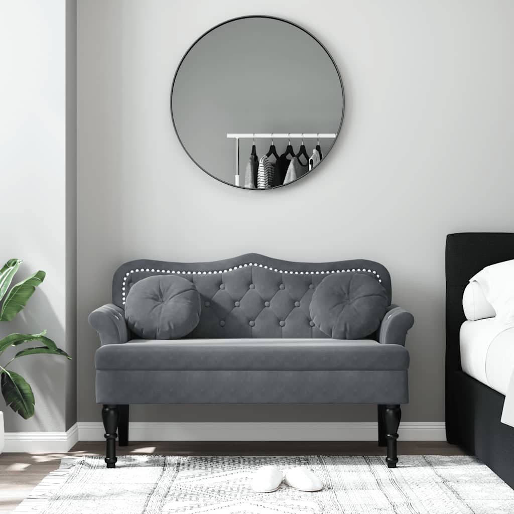 bænk med hynder 120,5x65x75 cm velour mørkegrå