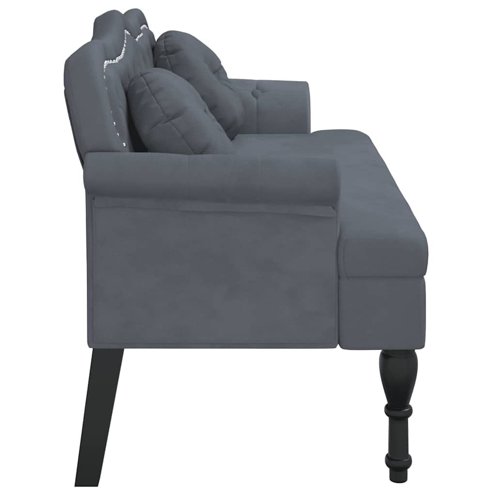 bænk med hynder 120,5x65x75 cm velour mørkegrå
