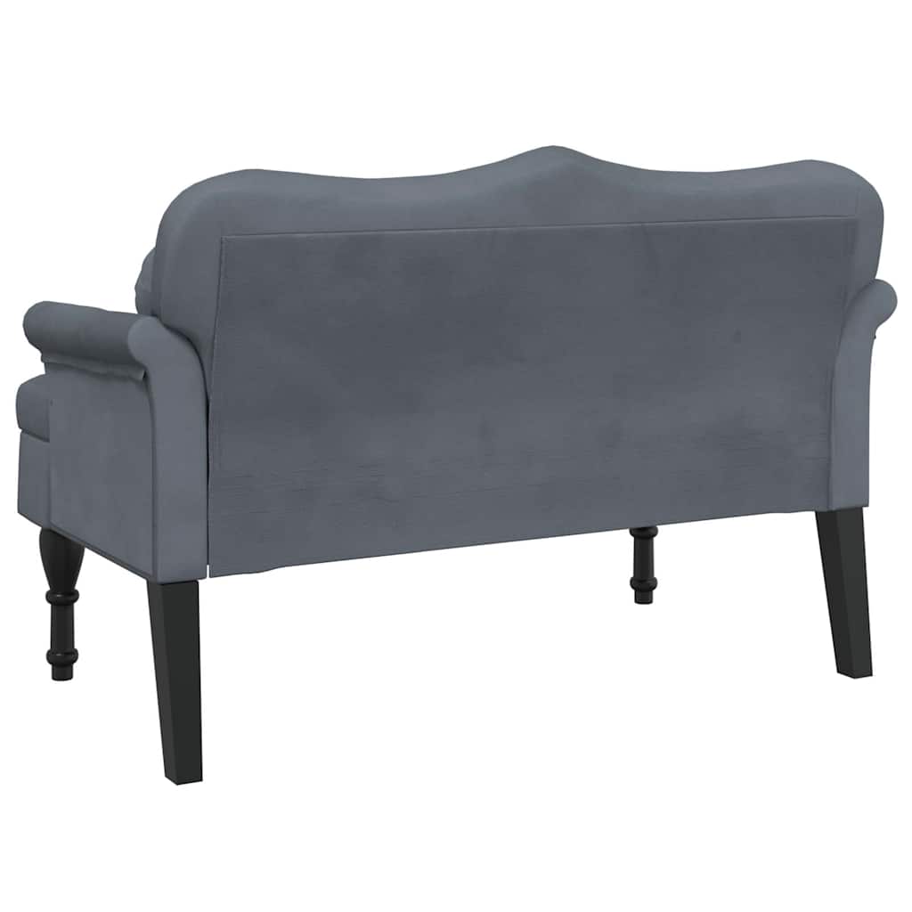 bænk med hynder 120,5x65x75 cm velour mørkegrå