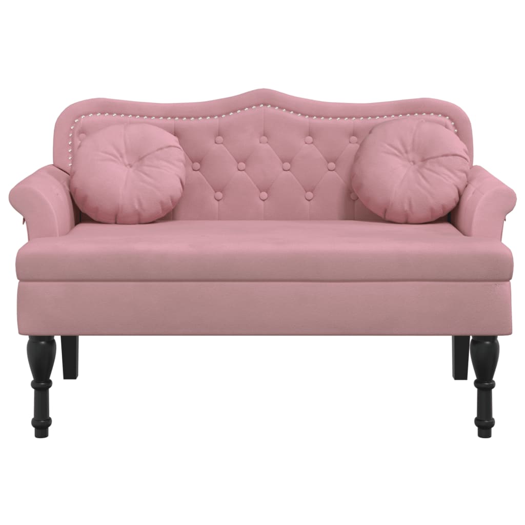 bænk med hynder 120,5x65x75 cm velour lyserød