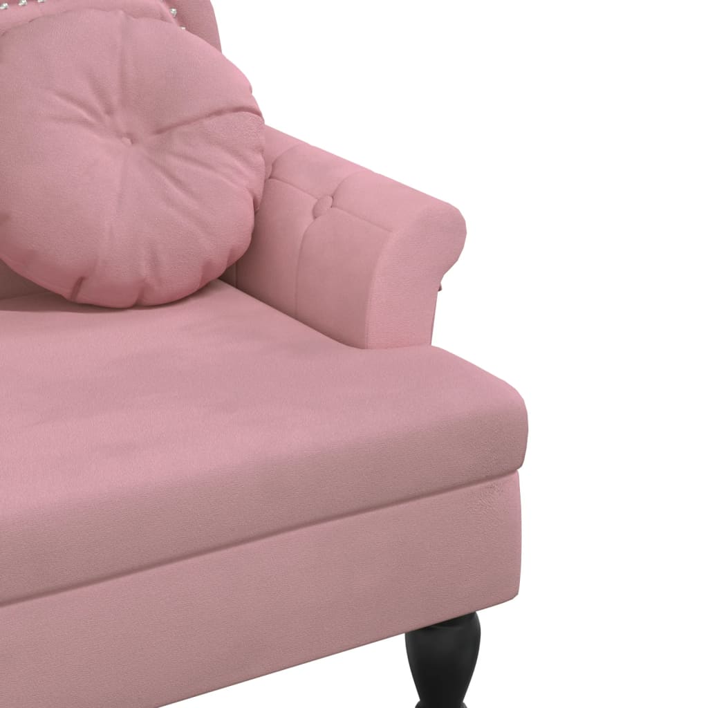 bænk med hynder 120,5x65x75 cm velour lyserød