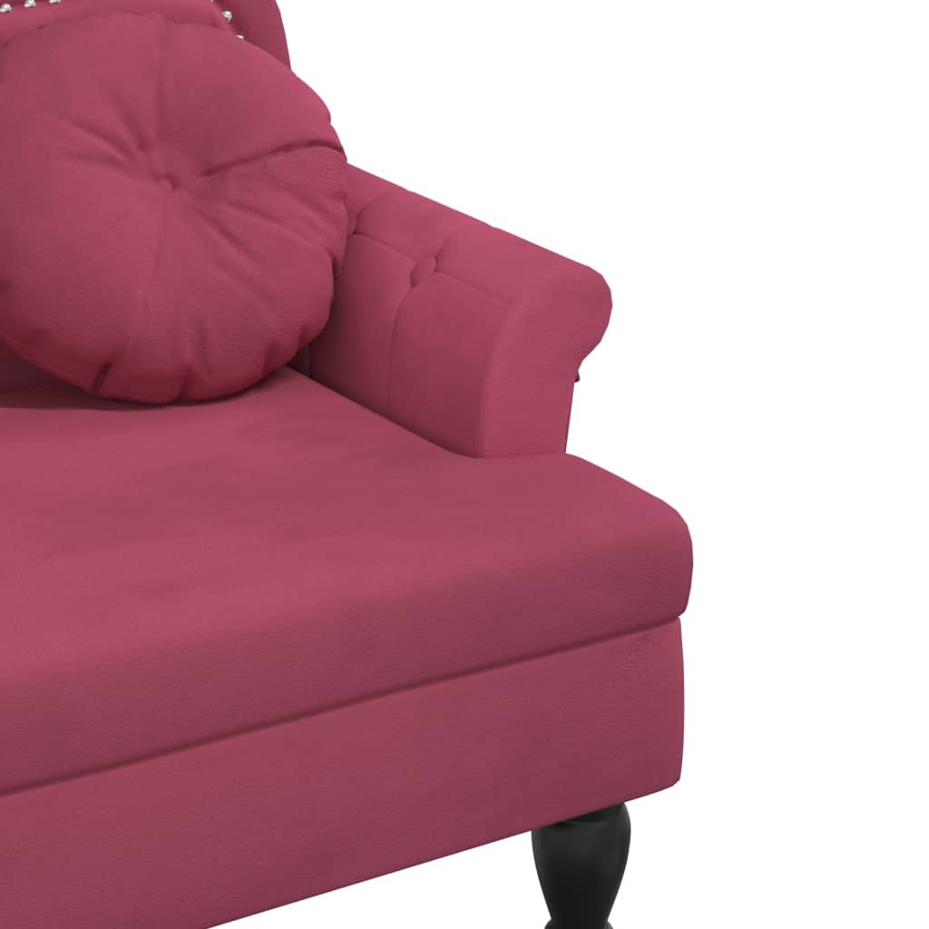 bænk med hynder 120,5x65x75 cm velour vinrød