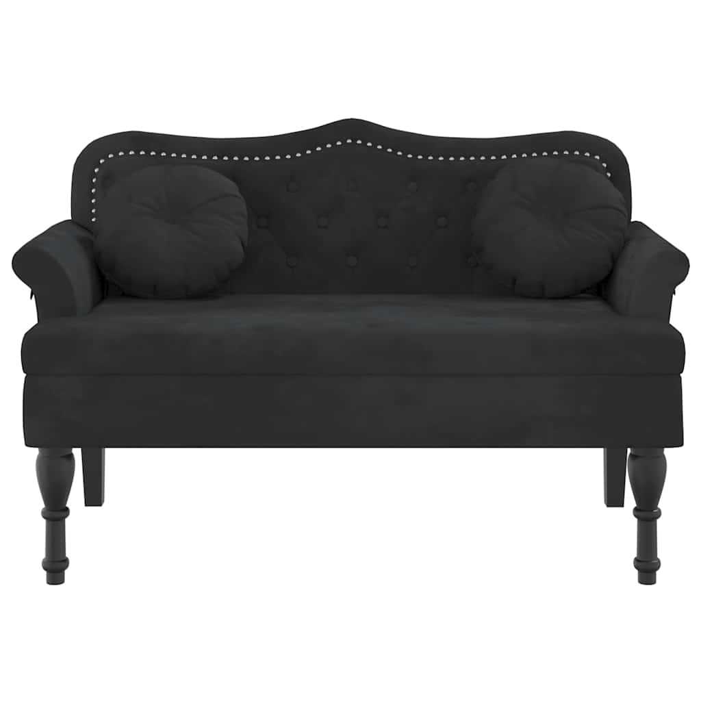 bænk med hynder 120,5x65x75 cm velour sort