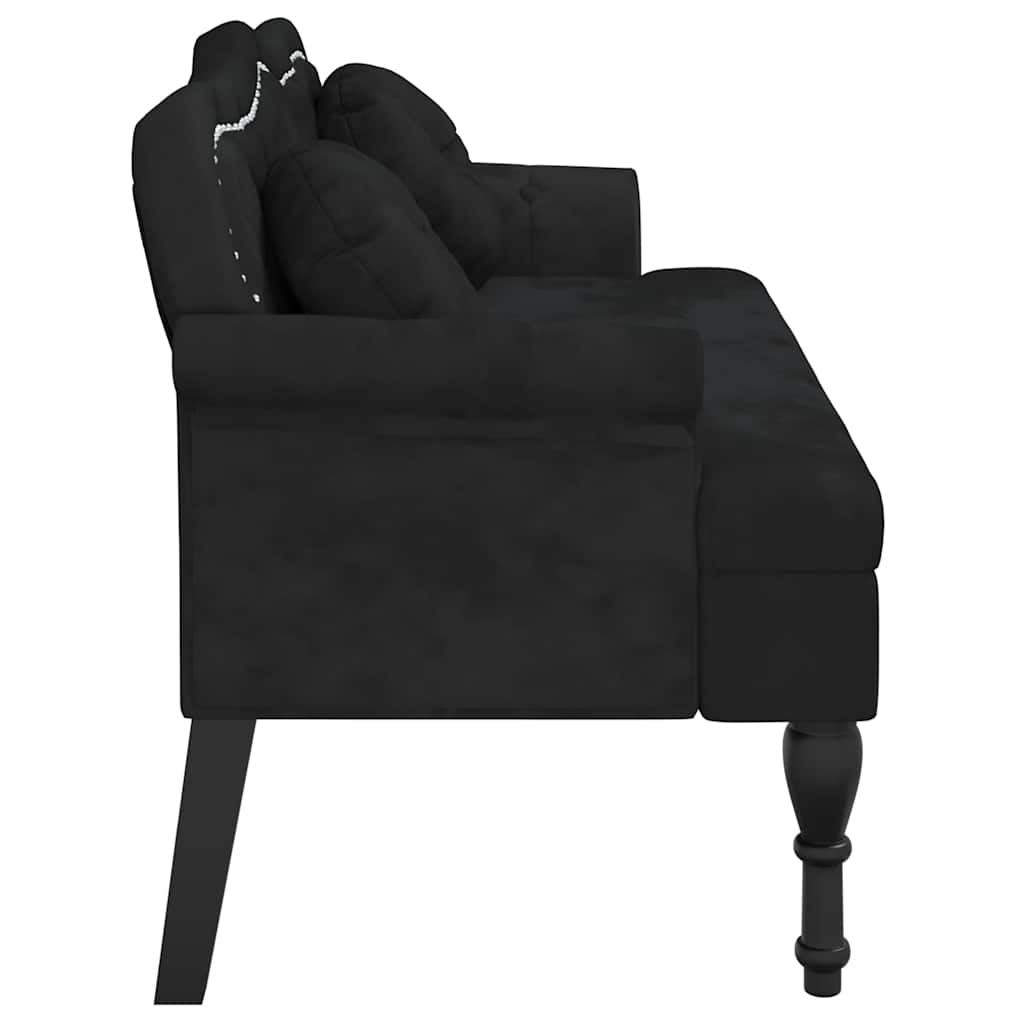 bænk med hynder 120,5x65x75 cm velour sort
