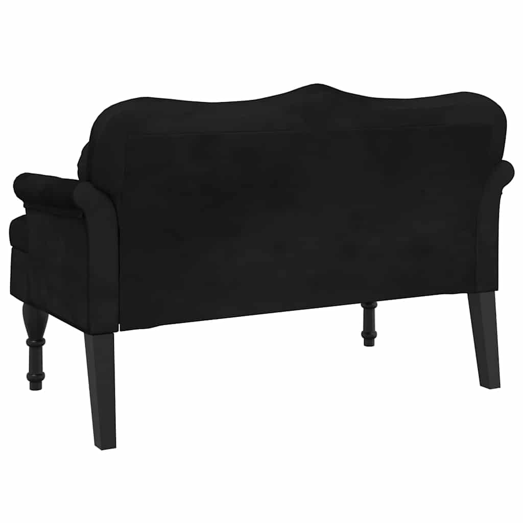 bænk med hynder 120,5x65x75 cm velour sort