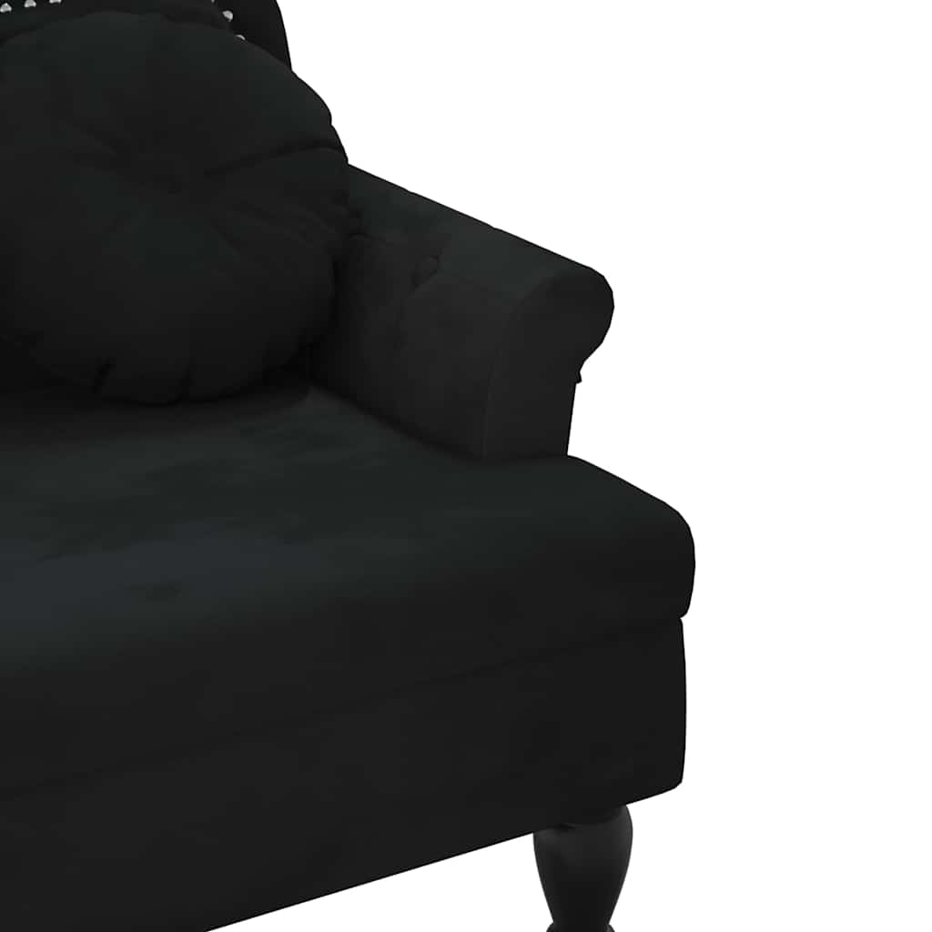 bænk med hynder 120,5x65x75 cm velour sort