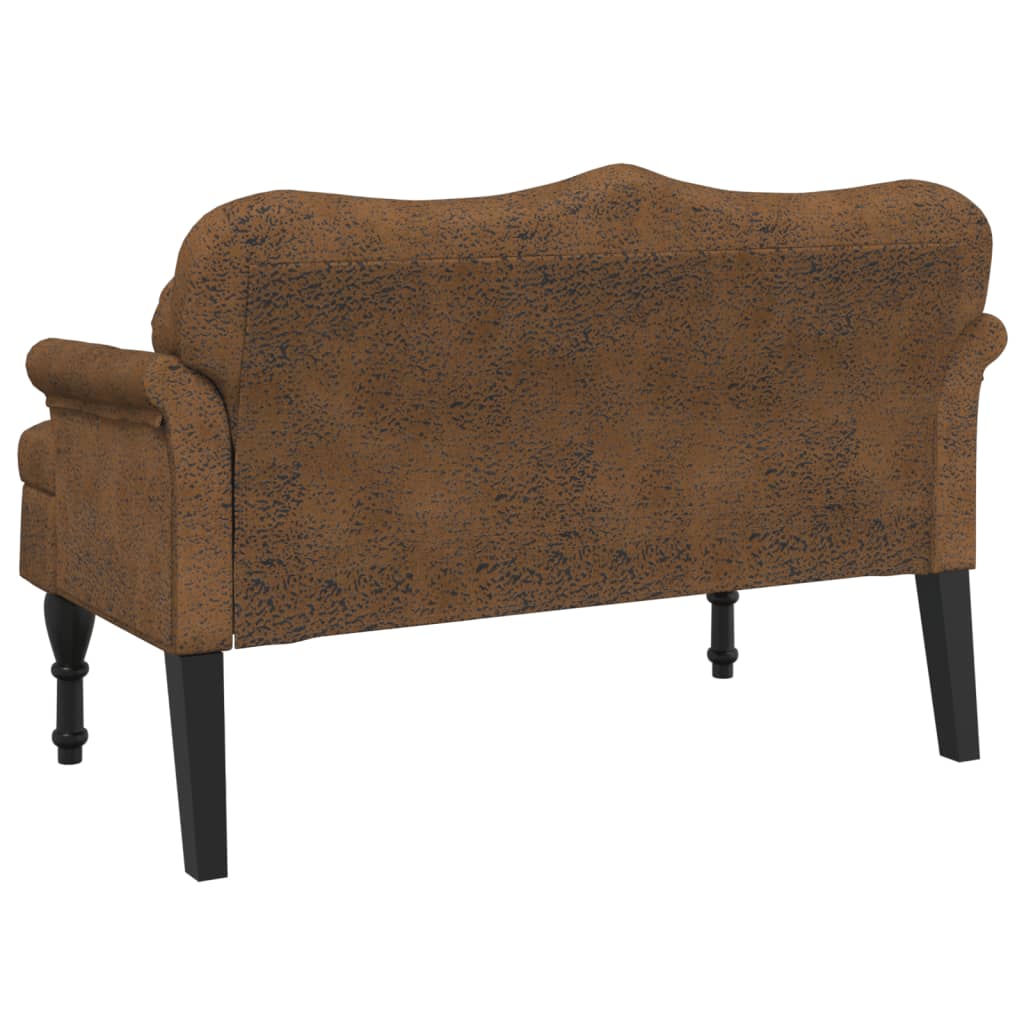 bænk med ryglæn 120,5x65x75 cm imiteret ruskind brun