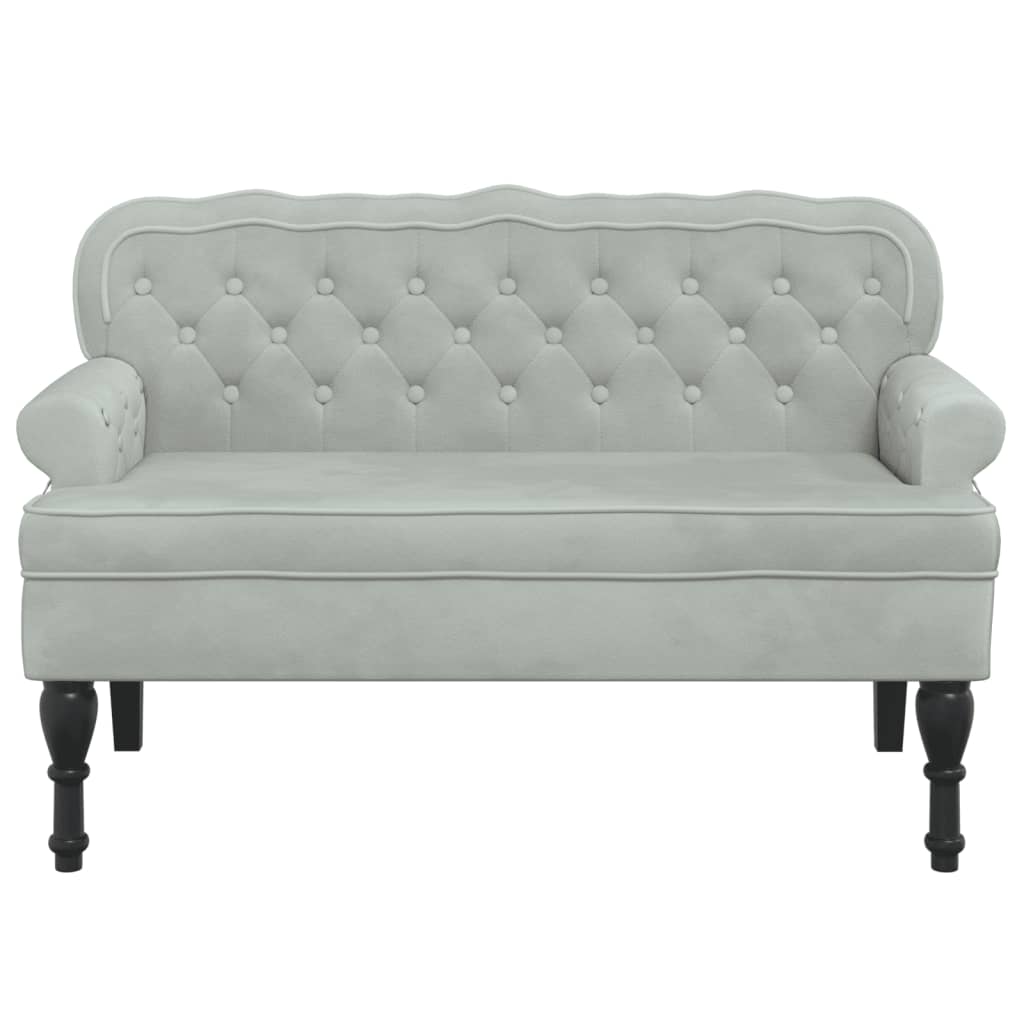 bænk med ryglæn 119,5x64,5x75 cm velour lysegrå