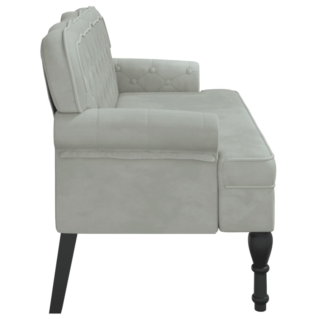 bænk med ryglæn 119,5x64,5x75 cm velour lysegrå