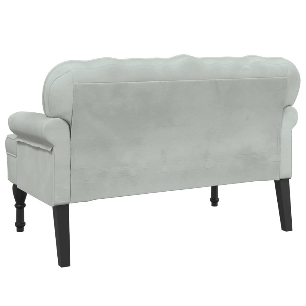 bænk med ryglæn 119,5x64,5x75 cm velour lysegrå