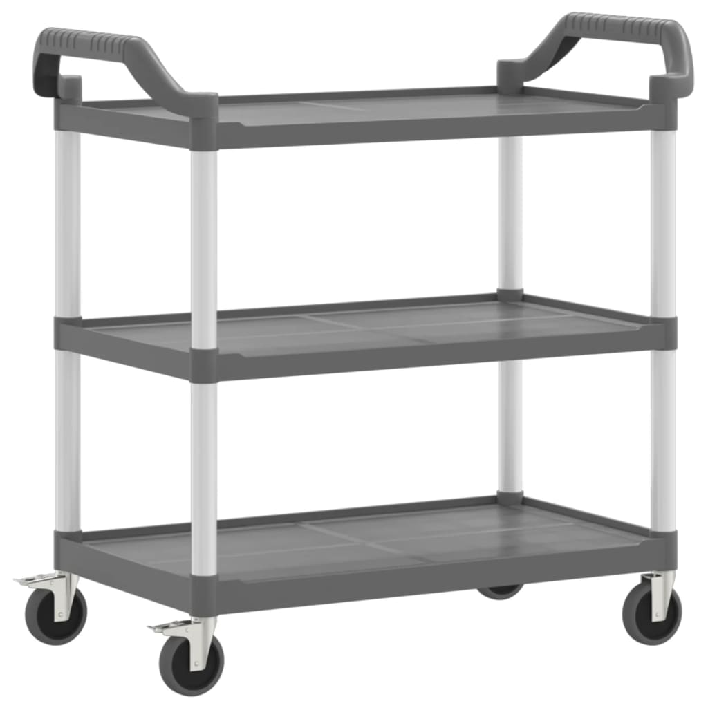 vogn med 3 hylder 99x50x96 cm aluminium grå