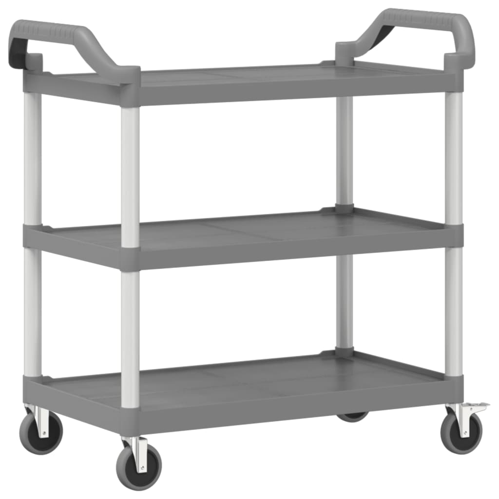 vogn med 3 hylder 99x50x96 cm aluminium grå