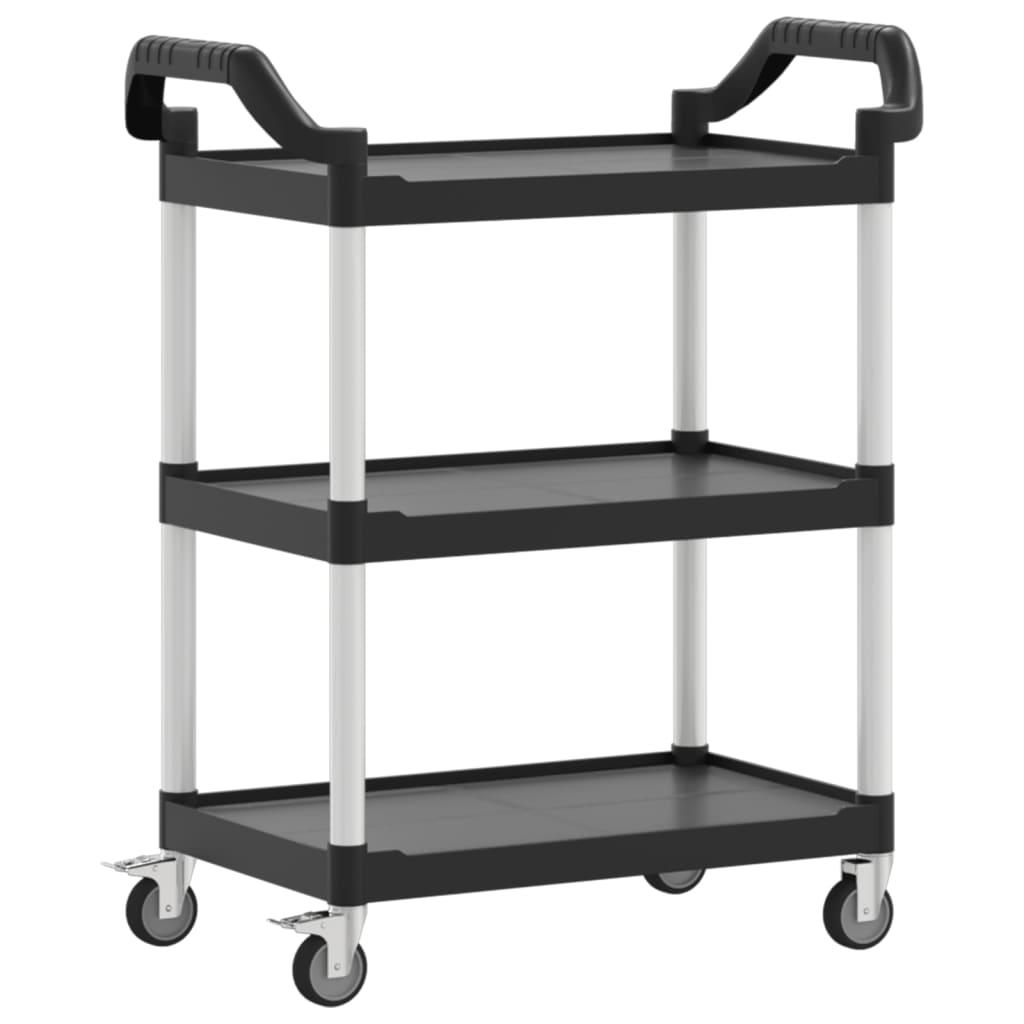 vogn med 3 hylder 81x41x92 cm aluminium sort