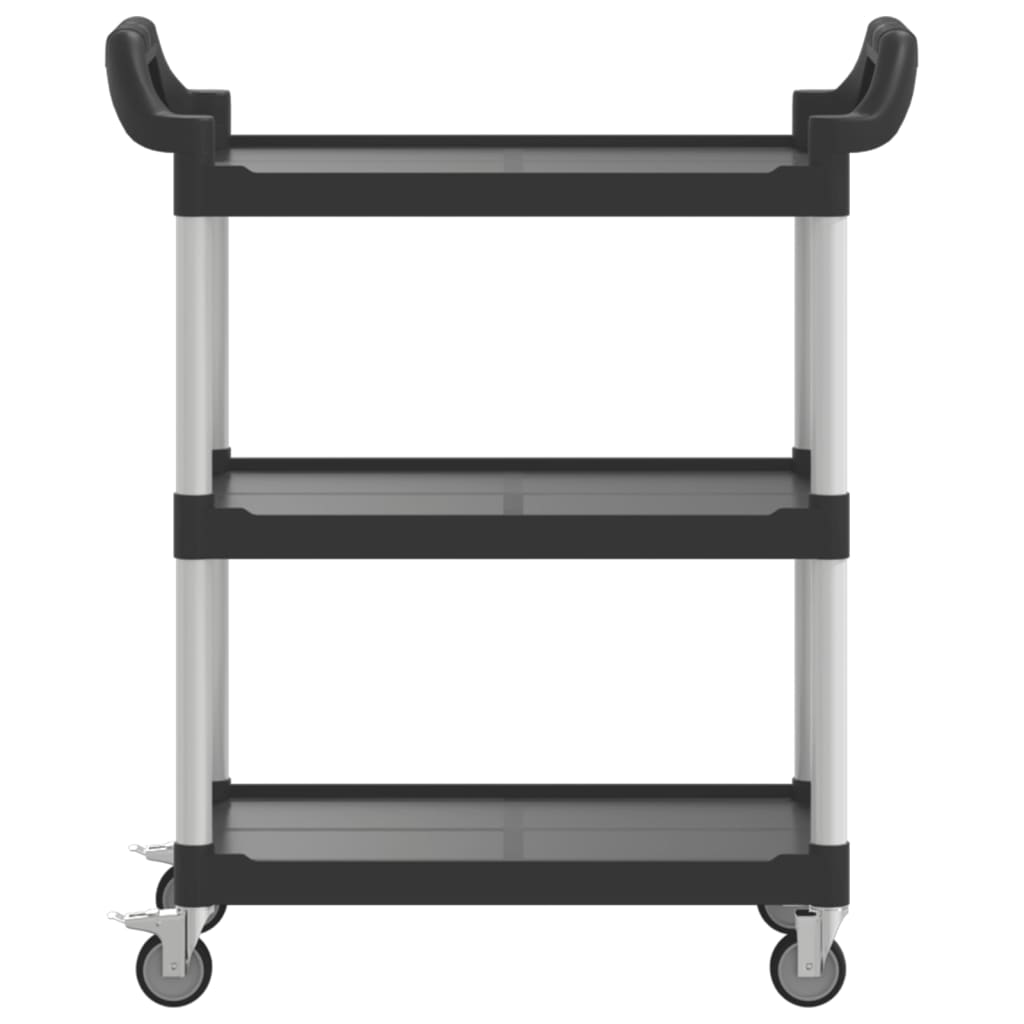 vogn med 3 hylder 81x41x92 cm aluminium sort